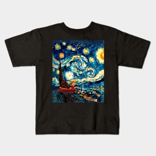 Calvin and Hobbes Stary Night Animal Antics Kids T-Shirt